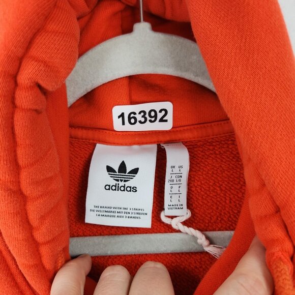 Adidas Sweater Mens Large Orange Trefoil Hoodie RYV Hooded Sweatshirt Originals - Picture 7 of 12